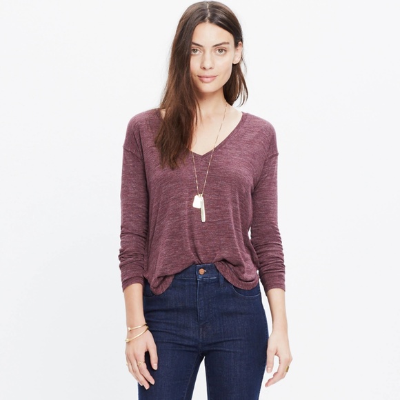 Madewell Tops - Heathered Anthem Long-Sleeve V-Neck Tee